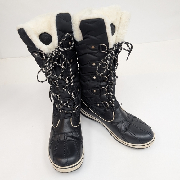 Globalwin Black Lace Up Fur Lined Winter  Snow Boots Size 11 - Picture 1 of 9